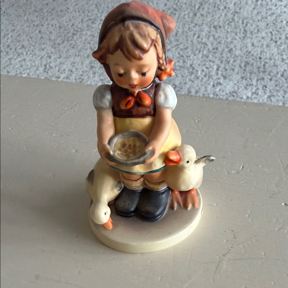 Goebel Figurine with Girl and Ducks in Cream and Brown